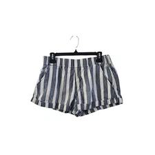 Rewash White Blue Striped Casual Pull On Shorts Large Cuffed With Pockets
