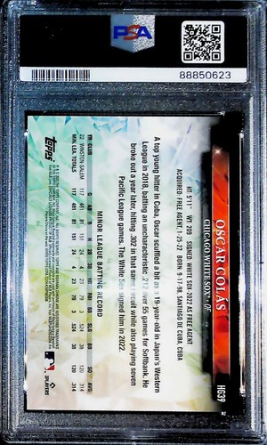 2023 TOPPS CHROME HIDDEN GEMS SSP #HG39 OSCAR COLAS ROOKIE WHITE SOX PSA 10 - Picture 2 of 2