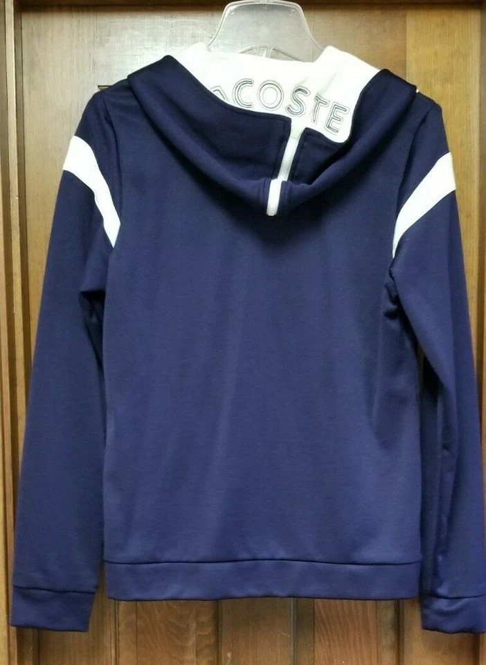 NWT Lacoste Sport Womens Full Zip Hooded Jacket ~ Navy/white Size8/40 - Image 3 of 4