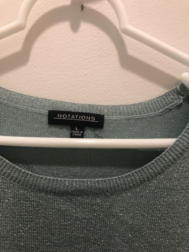 Blusa Notations verde con filo argento senza maniche misto poliestere taglia large - Foto 3 di 6