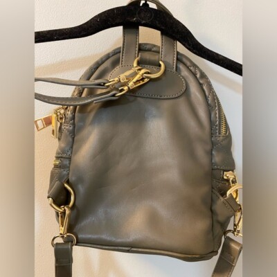 bebe quilted faux leather small mini backpacks in taupe with  display picture 1