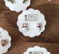 Christmas Bear Enamel Studs/Earrings - Prep Obsessed - Holiday Jewelry