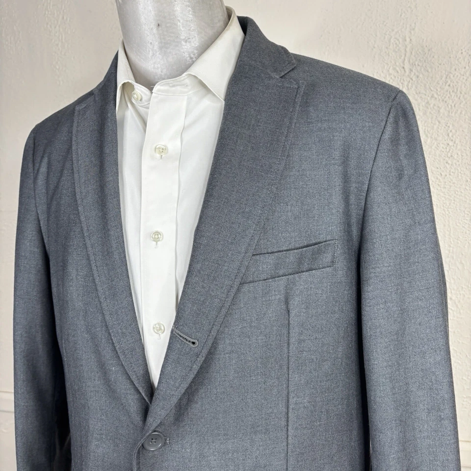 American Rag Blazer 夹克男式 L 纯灰色三扣 — 第 3/4 张图片