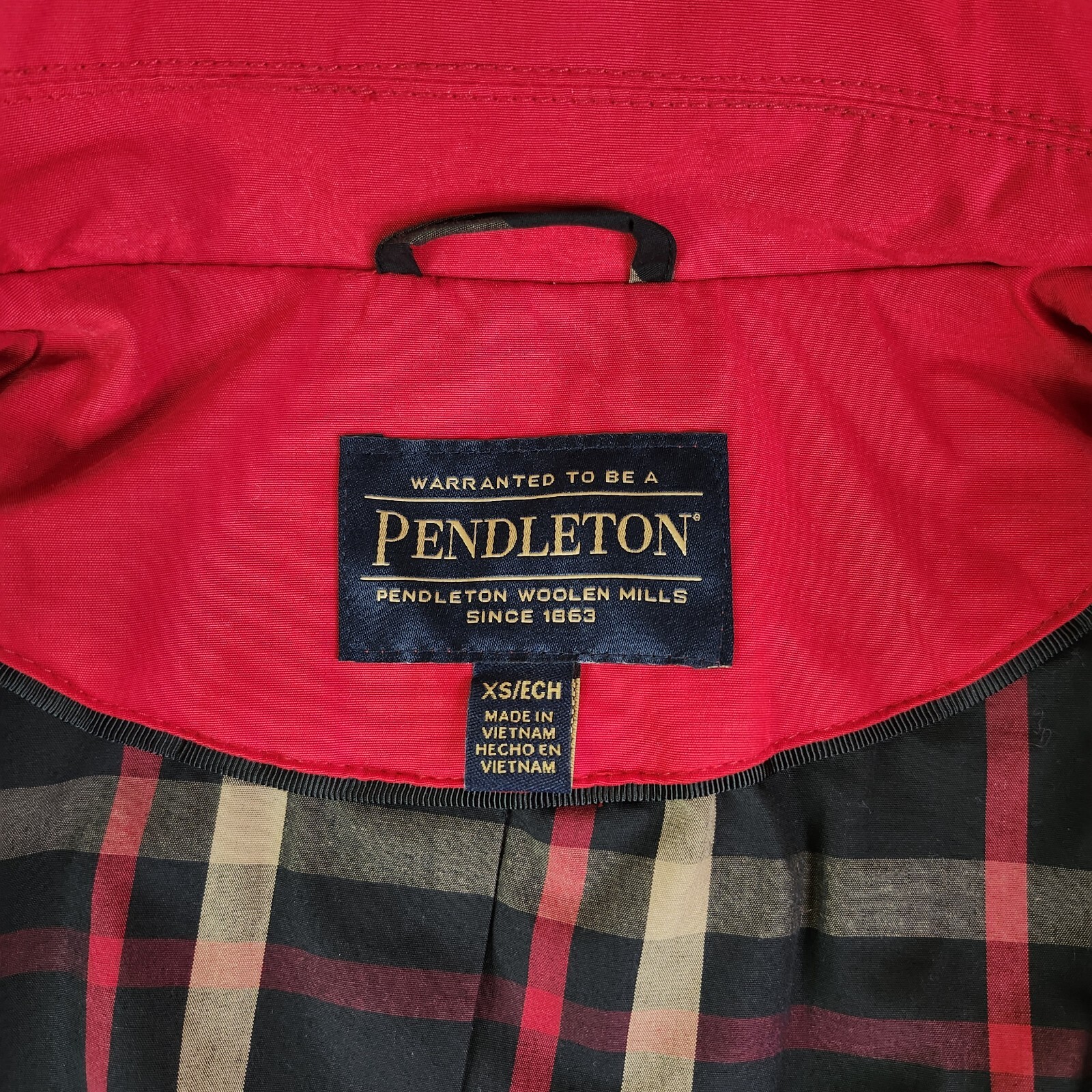 PENDLETON Red Pea Coat Jacket Button Front Waist … - image 4