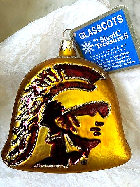 University of Southern California Trojans Glasscots Glass Ornament Retired NOS