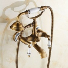 Antique Brass Wall Mount Bath Claw foot Tub Faucet Mixer Tap Hand Shower stf306
