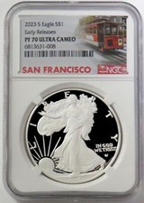 2023 S Proof American Silver Eagle $1 etiqueta de carro NGC PF 70 UC LANZAMIENTOS TEMPRANOS