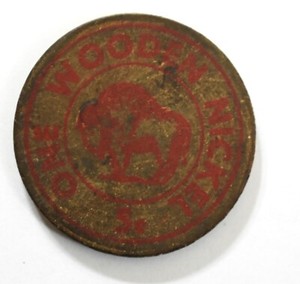 Northwestern Bank Advertising Centennial Wooden Buffalo Nickel Token Vintage