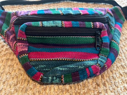 Riñonera Cartera Correa Negra Viaje Senderismo Algodón Multicolor - Imagen 2 de 6