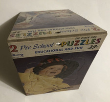 Vintage E.E. Fairchild 2 Pre-School Puzzles Boy Fireman, Sowing American Flag