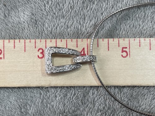 Sterling Silver Rectangle Pendant W/necklace Clear Stones 14” Inch - Picture 4 of 8