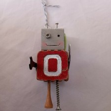 Upcycled Wood Burned ROBOT ornament NURSERY ART LETTER O wall Decor