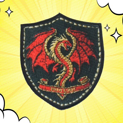 Dragon Crest Patch Medieval Coat of Arms Sublimated Iron-On Badge Applique