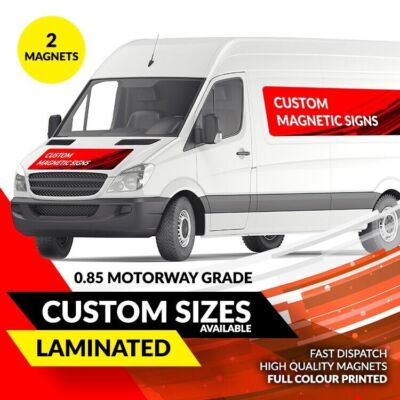 2 x Personalisierte Van Magnet Magnet Schilder Druck Auto Werbung Abnehmbar