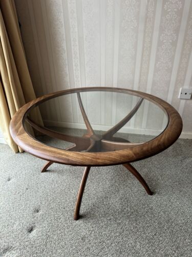 Beautiful Retro Mid Century G Plan Spider Circular Coffee Table With Glass Top