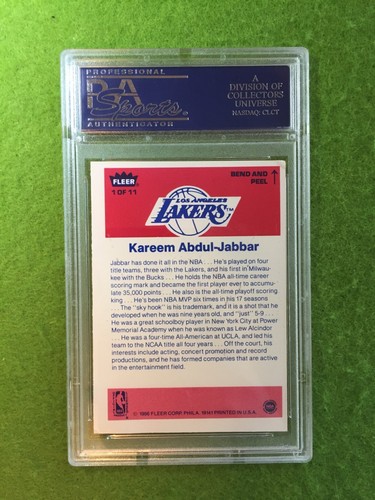 AUTOCOLLANT KAREEM ABDUL JABBAR 1986 FLEER PSA 3 CARTES #33 Lakers 1986 Fleer SP - Photo 10 sur 24