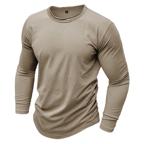 T-shirt uomo slim fit manica lunga girocollo casual elasticizzata blusa autunno - Foto 52 di 61