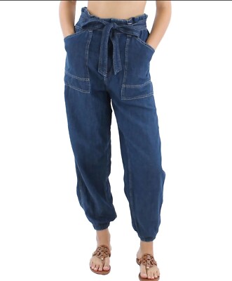 Polo Ralph Lauren Women's Belted Denim Paperbag Jogger Linen