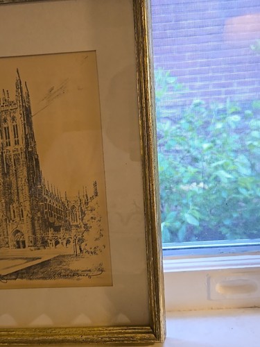 FRAMED VINTAGE CHARLES H OVERLY SKETCH PRINT DUKE University CHAPEL DURHAM, NC - Picture 8 of 13