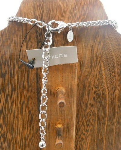 NWT Chico's Emilee Pendant Purple Iridescent Acrylic Rhinestone 35" Necklace - Picture 5 of 7