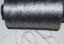 US Store NO tariff 80 yards Sequin yarn, 1mm Sequins, Silver with rainbow