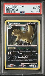 Pokemon Diamond & Pearl Stormfront Holo Card #30 Tyranitar PSA 8