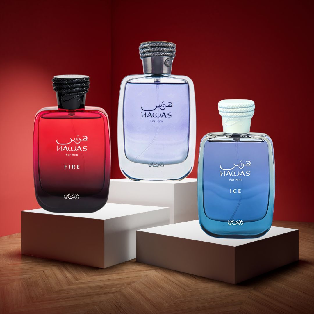 Hawas, Hawas Ice & Hawas Fire Eau De Parfum Sprays 100ML
