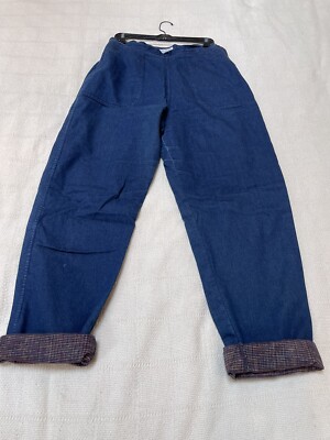 Volup Vintage High Waist Denim Jeans Fleece Lined Side Zip 14