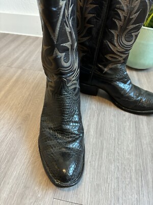 Tony Lama Boots Mens Black Western Leather COWBOY BOOTS 8 D El