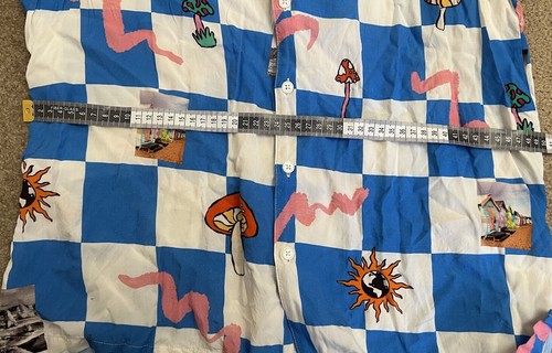 Kenji Blue White Check With Trippy Graphic Prints-Comfy-Casual-Weekend-Size XL - Picture 13 of 15