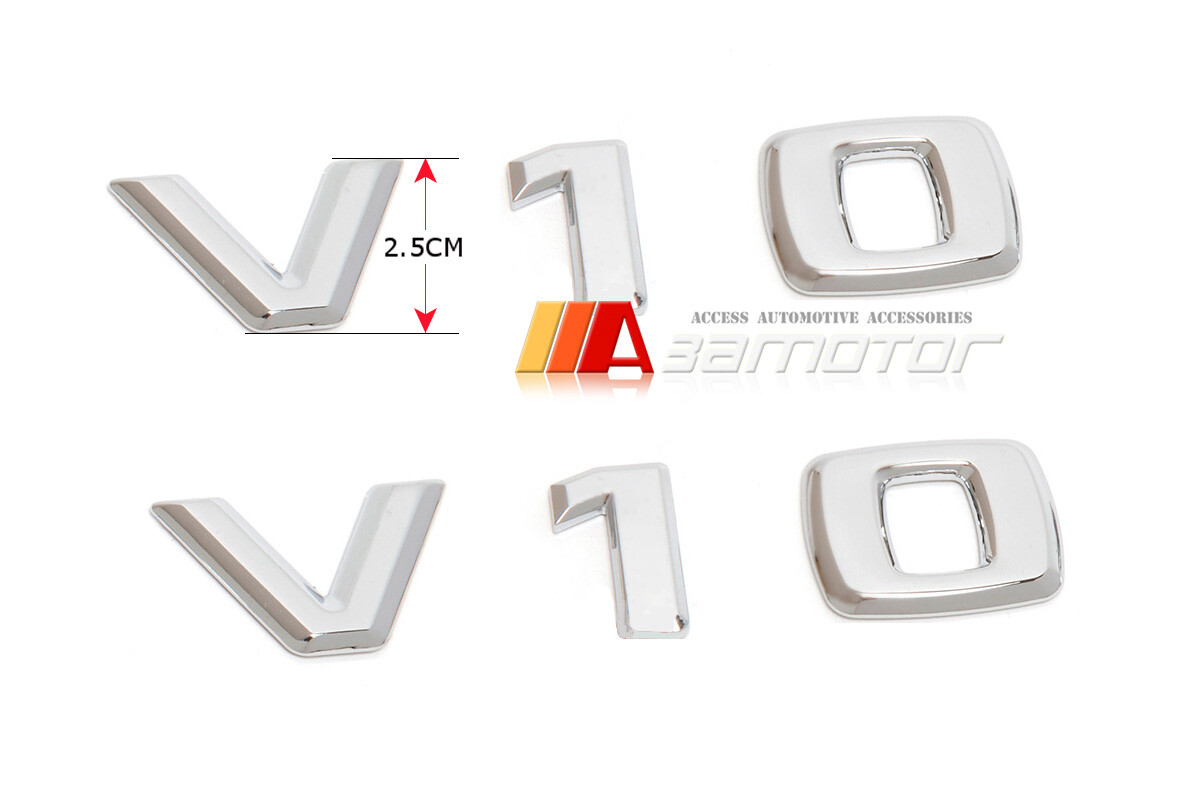 2x V10 Chrome Side Emblem Letters Badge Decal Letter fits BMW Mercedes ...