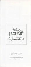 Jaguar Daimler Original UK Price List 1990 September XJS Saloon
