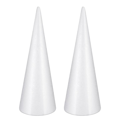 Amosfun 2pcs White Cones Cone Shaped Foams Handmade Craft