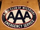 Vintage AAA Double Sided Porcelain Auto Club Of Missouri Emergency Service Sign