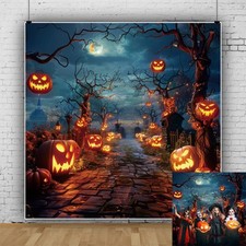 Halloween 10x10 Ft Moon Night Scary Pumpkin Forest Photo Backdrop Background