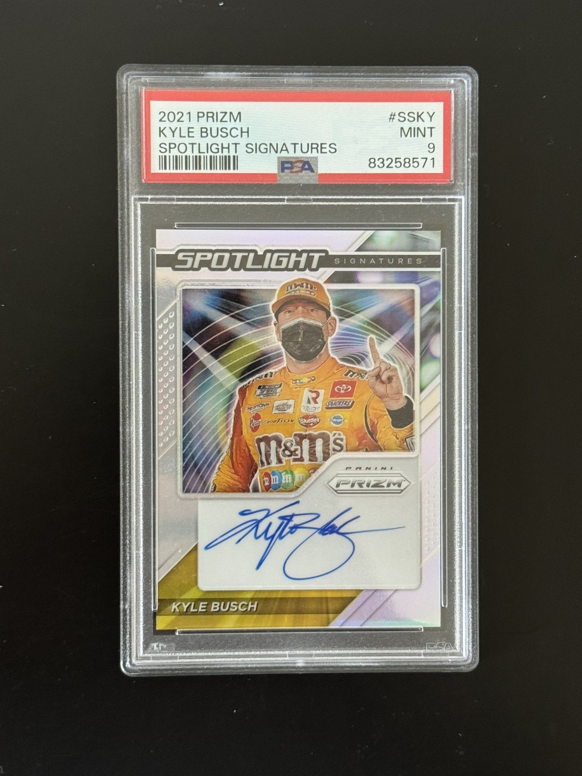 2021 Panini Prizm Kyle Busch Spotlight Signatures Auto PSA 9 POP 2 NASCAR