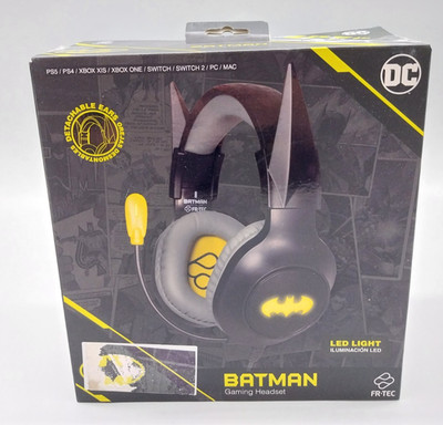 DC FR-Tec Batman Gaming Headset Schwarz / Gelb LED Light PS5 PS4 Xbox #KT8599X-