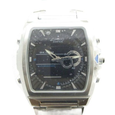 Casio EFA-120D Quartz Square Watch Black Dial Silver Used