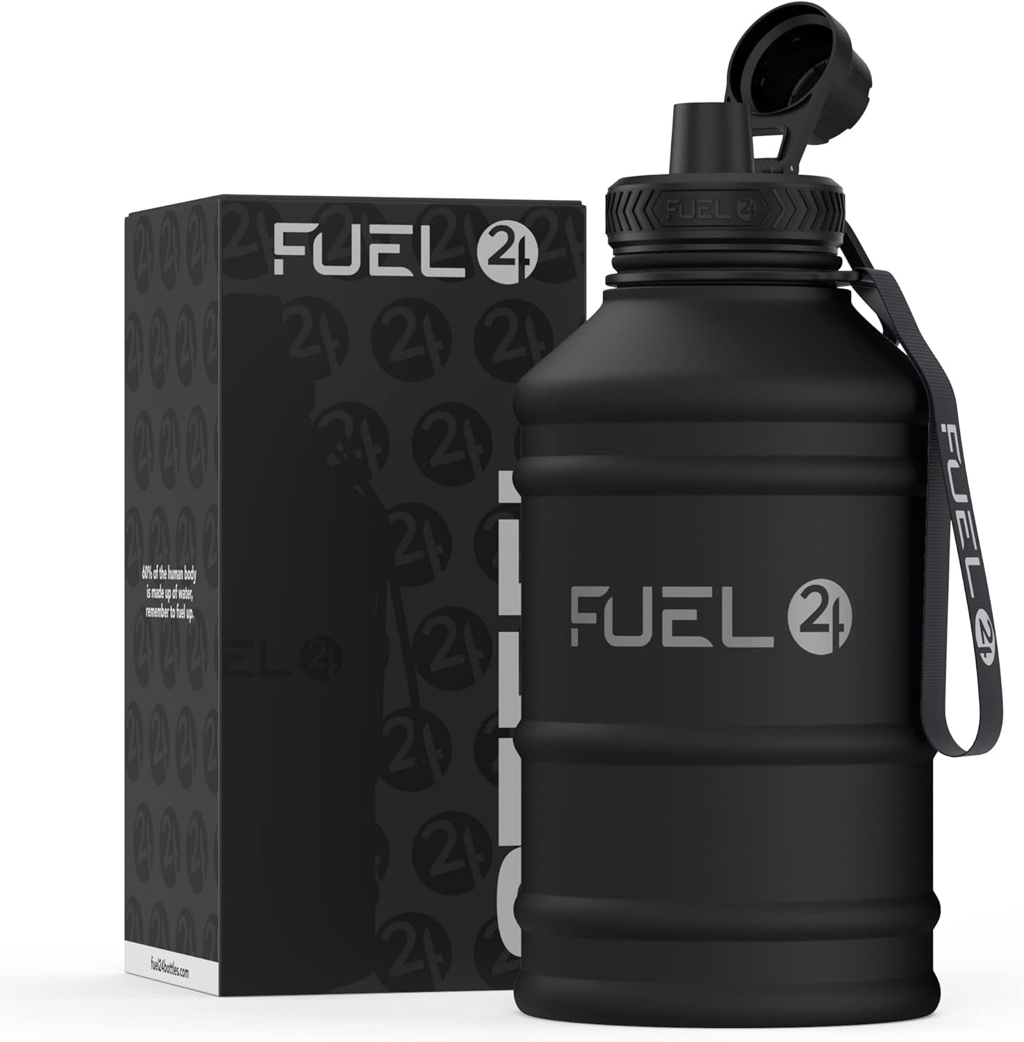 Fuel24 Stainless Steel Jug - 1.3 or 2.2 Litre Water Bottle - Extra Strong, BPA