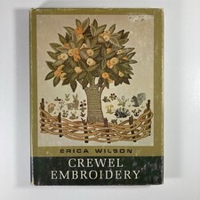Crewel Embroidery by Erica Wilson 1962 Hardcover Book - FREE SHIPPING