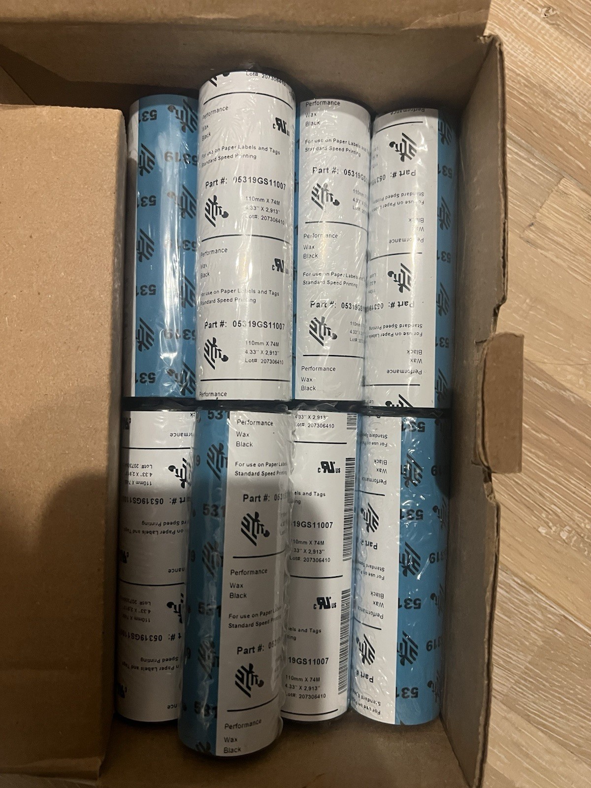 Zebra Ink Ribbon Roles 8 Rolls, Original Zebra 4.3