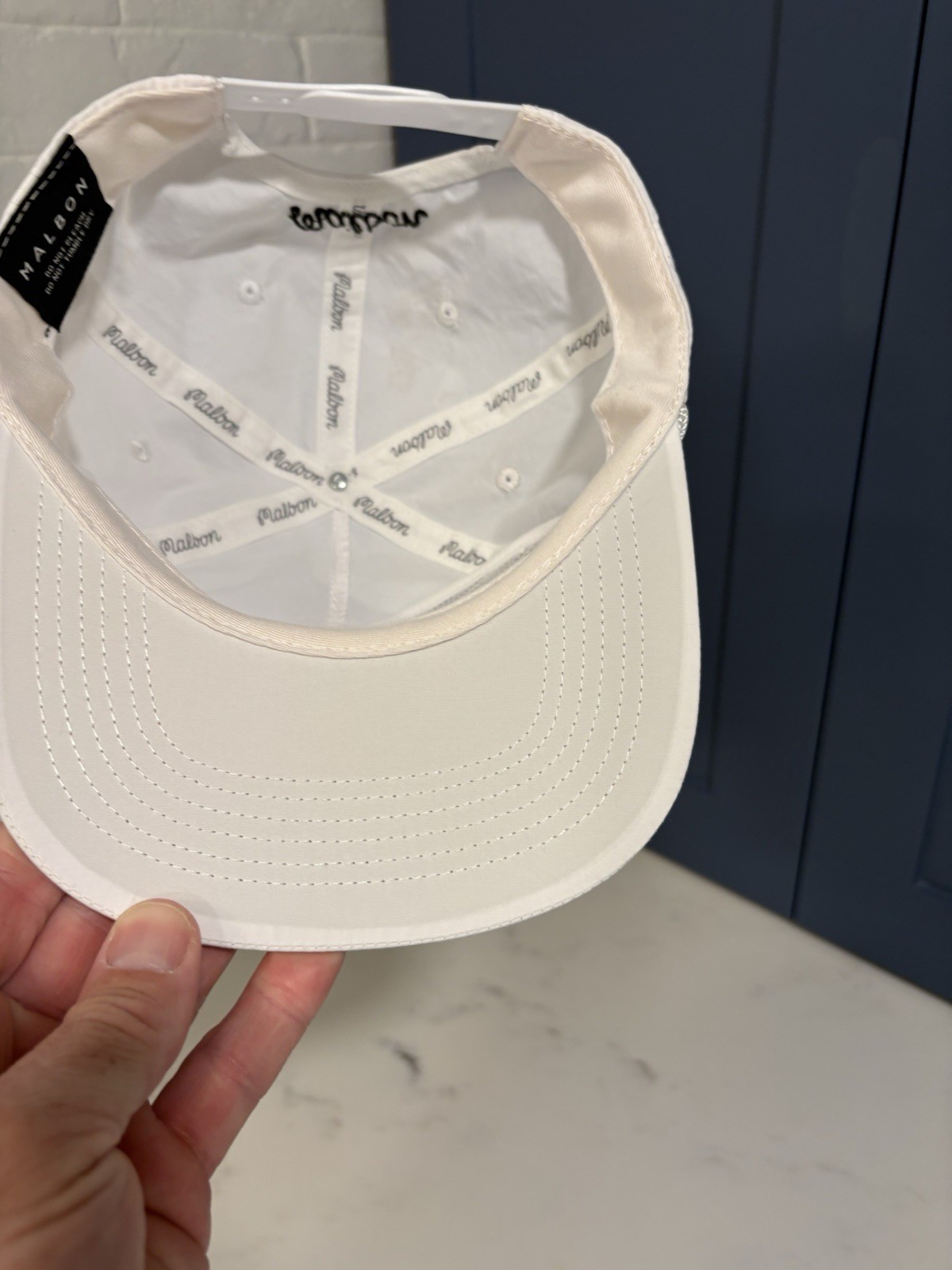 Malbon Golf Buckets Golfing Collection  Snapback Rope Hat White EUC image 6