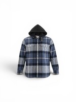 Levi's Relaxed Fit Hooded Flannel Shirt Jacket - Blue Plaid, Size M….MSRP $69