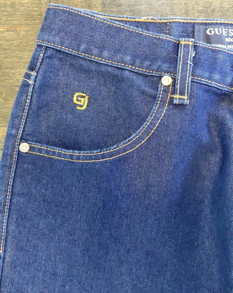 Jeans feminino Y2K anos 90 vintage GUESS estilo bolso sem costas tamanho 31 fabricado nos EUA - Imagem 3 de 4
