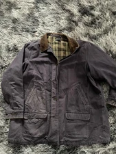 Lands End 3x chore barn coat jacket Blue Corduroy Collar
