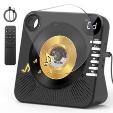 CD Player with HiFi Dual Speaker Bluetooth,Desktop CD Player for Home Black w...