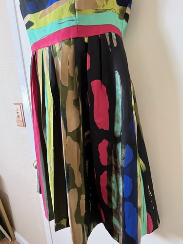 Ellen Tracy Dress Sz 6 Petite Fit & Flare Geometric print 2 pockets Fully Lined - Picture 6 of 17