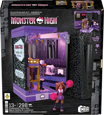 MEGA Monster High Clawdeen's Boo-k Den Building Set 298 Pieces Clawdeen Wolf