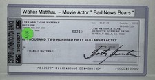 Walter Matthau Signed Check CAS SR032671