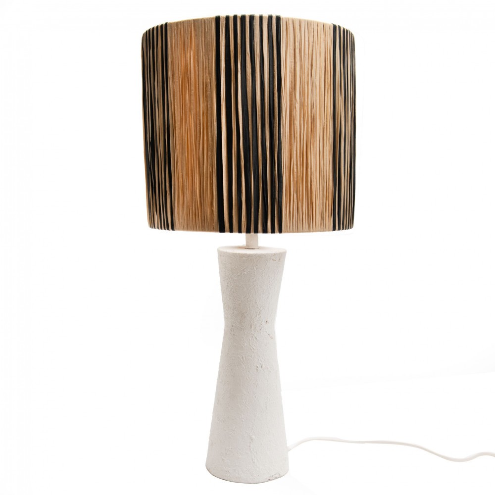 Lampe de Table Tropy Fibres Luminaire Naturel Salon 28cm